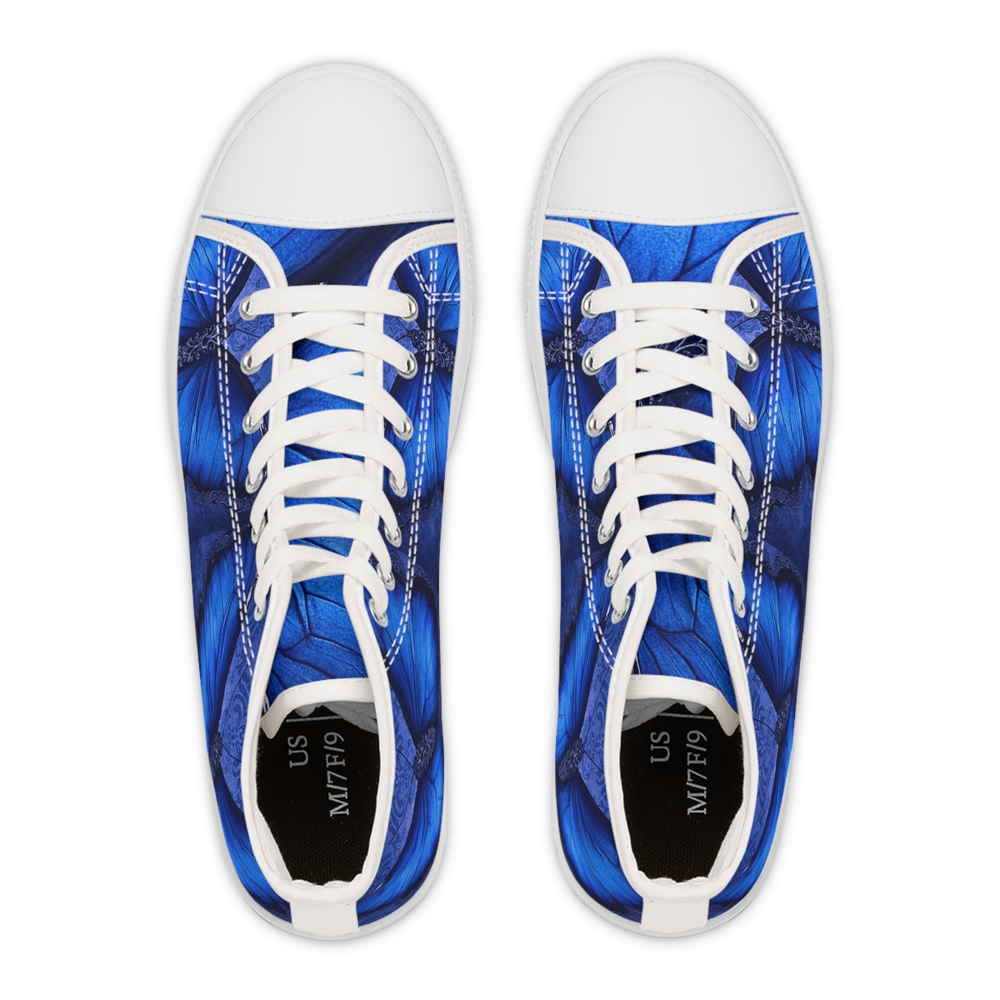 Blue Butterfly Print High Top Sneakers | Floral Insect Pattern