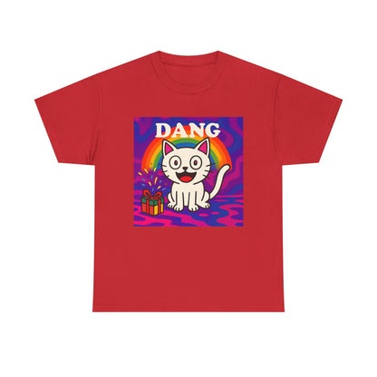 Funny Cat Rainbow T-Shirt Cute Cartoon Kitty Graphic Tee Gift