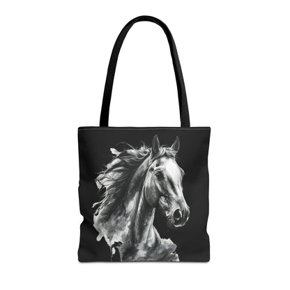 Black Horse Art Tote Bag | Bold Stallion Equestrian Gift