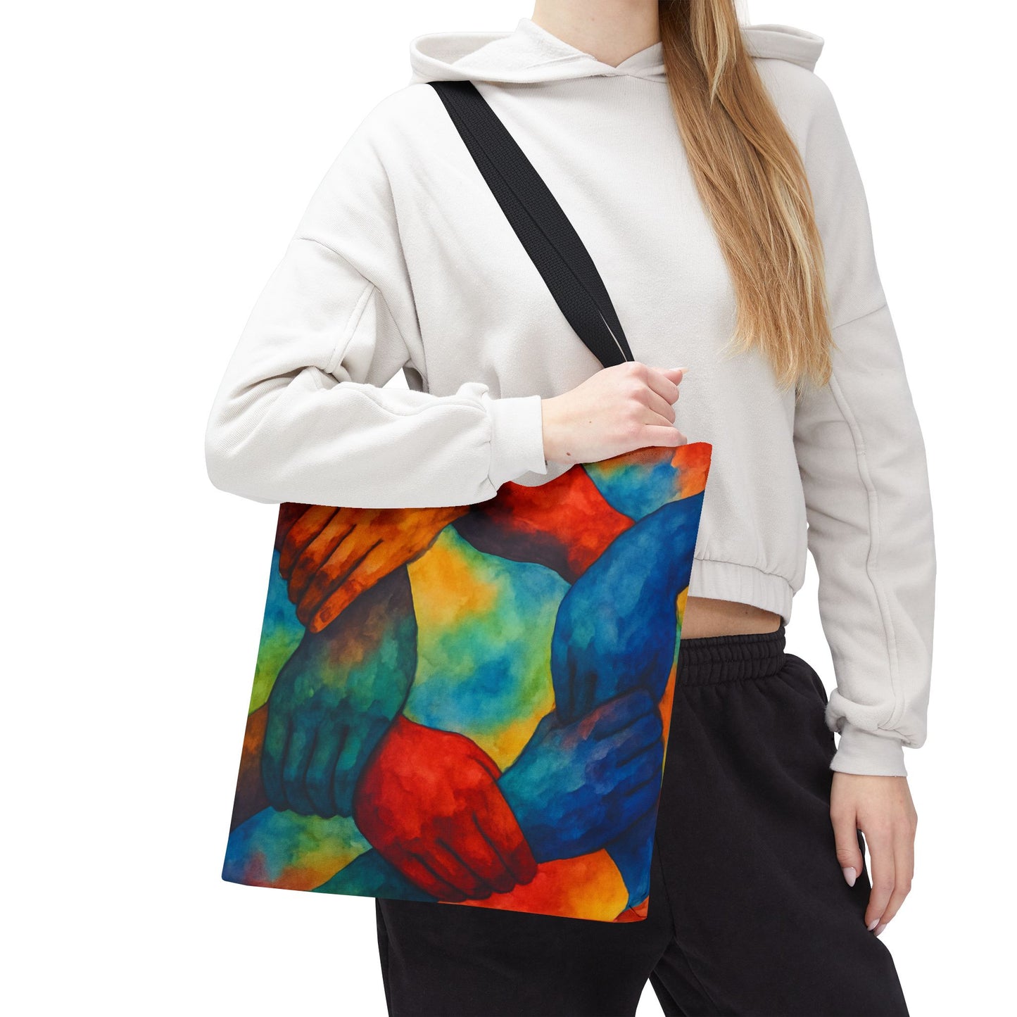 Unity Hands Tote Bag | Colorful Art Bag