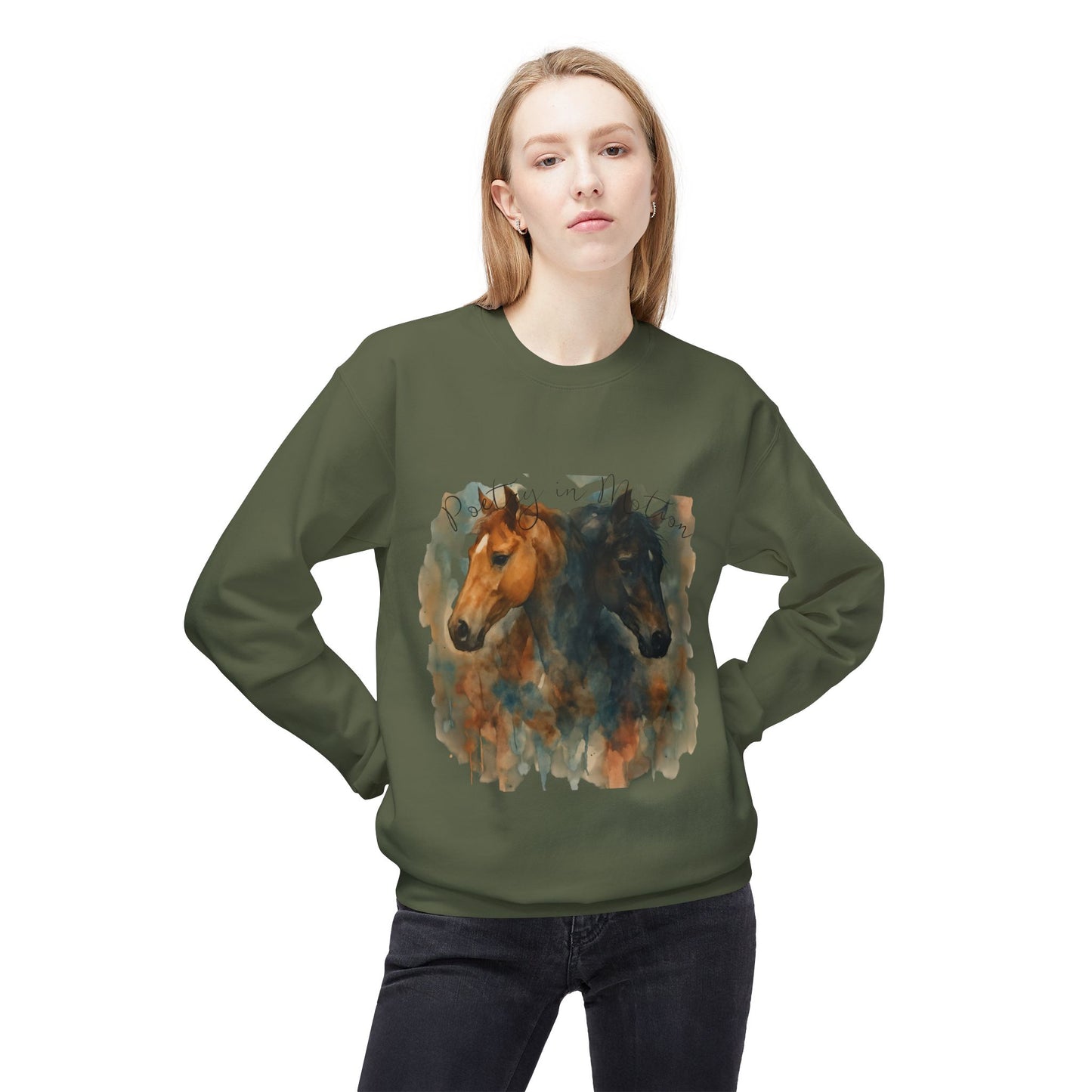 Poetry in Motion Equestrian Horse Sweatshirt Watercolor