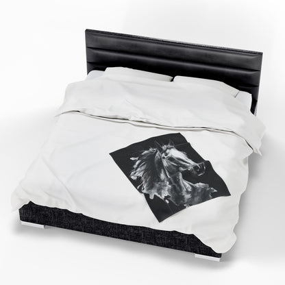Black Stallion Art Blanket | Luxury Horse Lover Throw