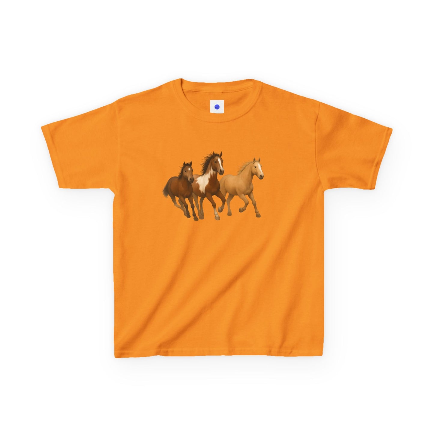 Kids Three Horse T shirt, Western, country, cute, Heavy Tee, fall, gallop, freedom