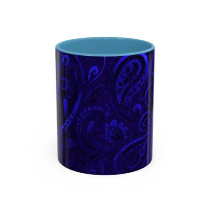Blue Paisley Face Pattern Mug | Accent Coffee Mug