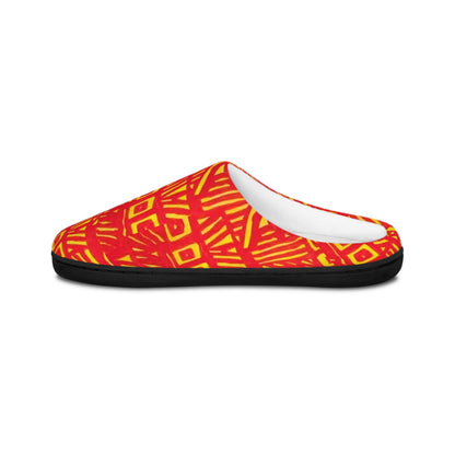 Abstract Red Yellow Pattern Women's Indoor Slippers | Geometric Cozy Footwear
