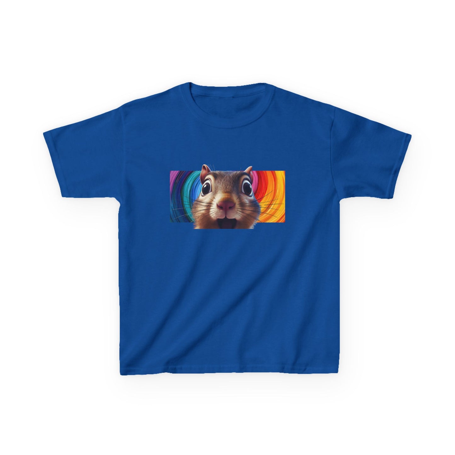 Funny Squirrel Kids T Shirt with Cute Cartoon Chipmunk Rainbow Graphic Tee Squeek Squeek Animal Lover Gift Yellow Childrens Shirt