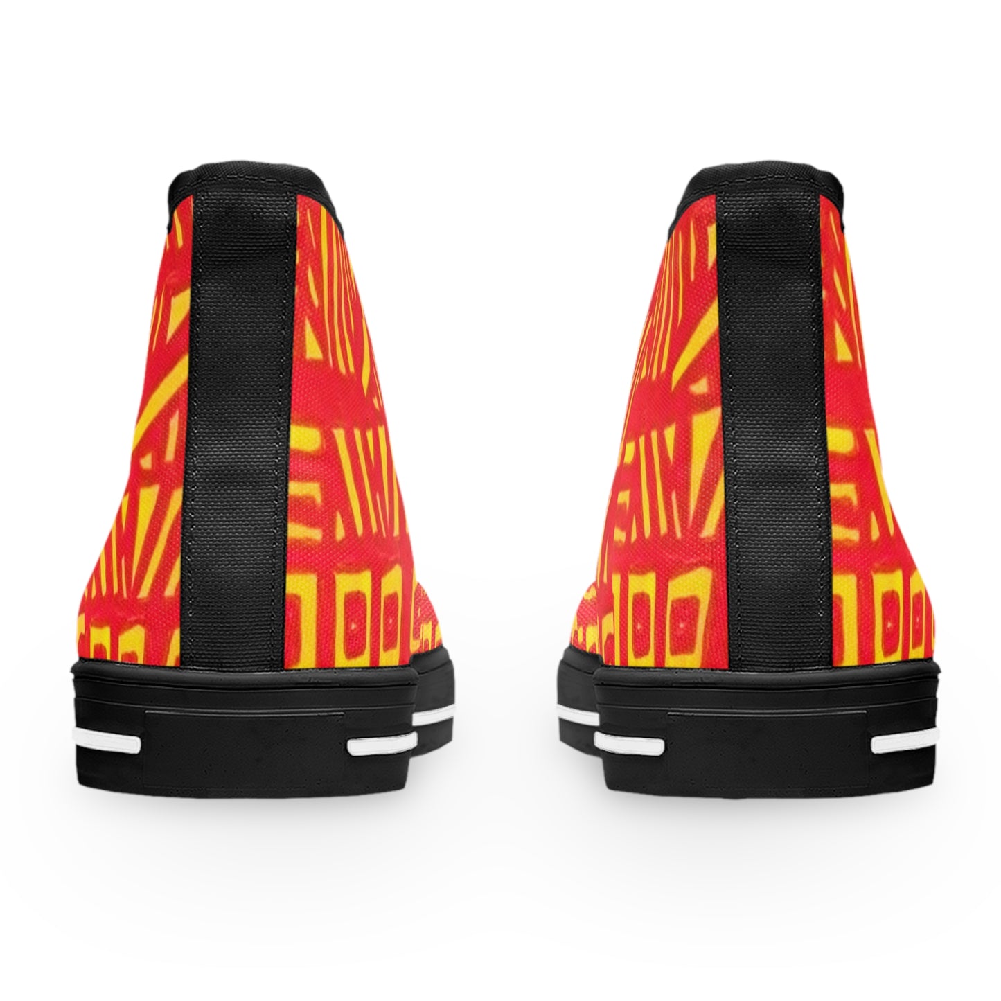 Abstract Red Yellow Tribal Pattern High Top Sneakers | Bold Graphic Shoes