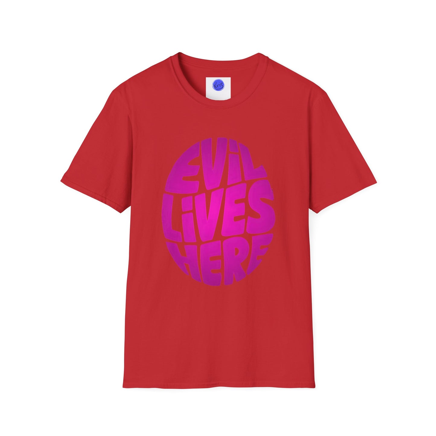 Evil Lives Here Halloween T-shirt, Spooky Retro Style, Mens