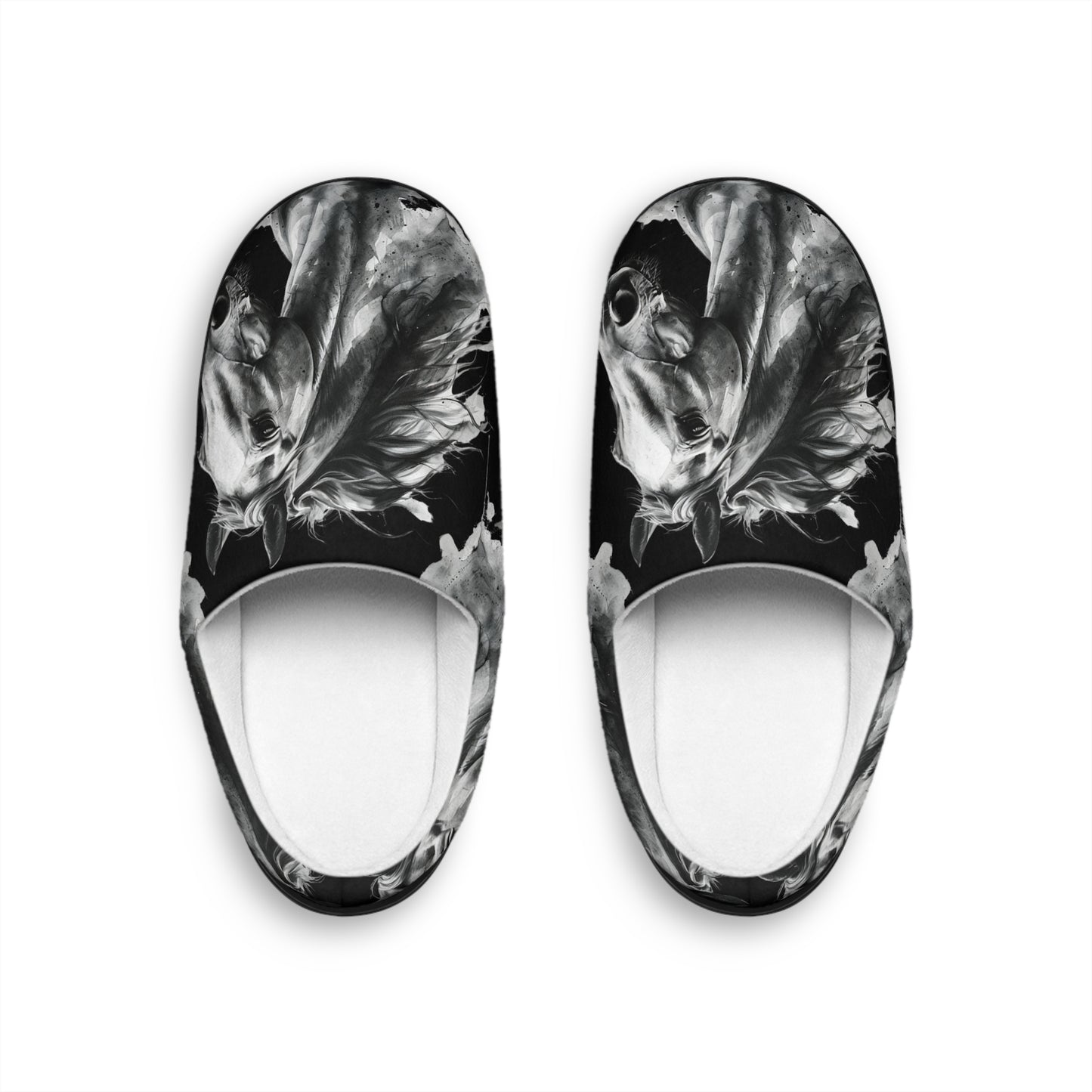 Black Stallion House Slippers | Artistic Horse Lover Footwear