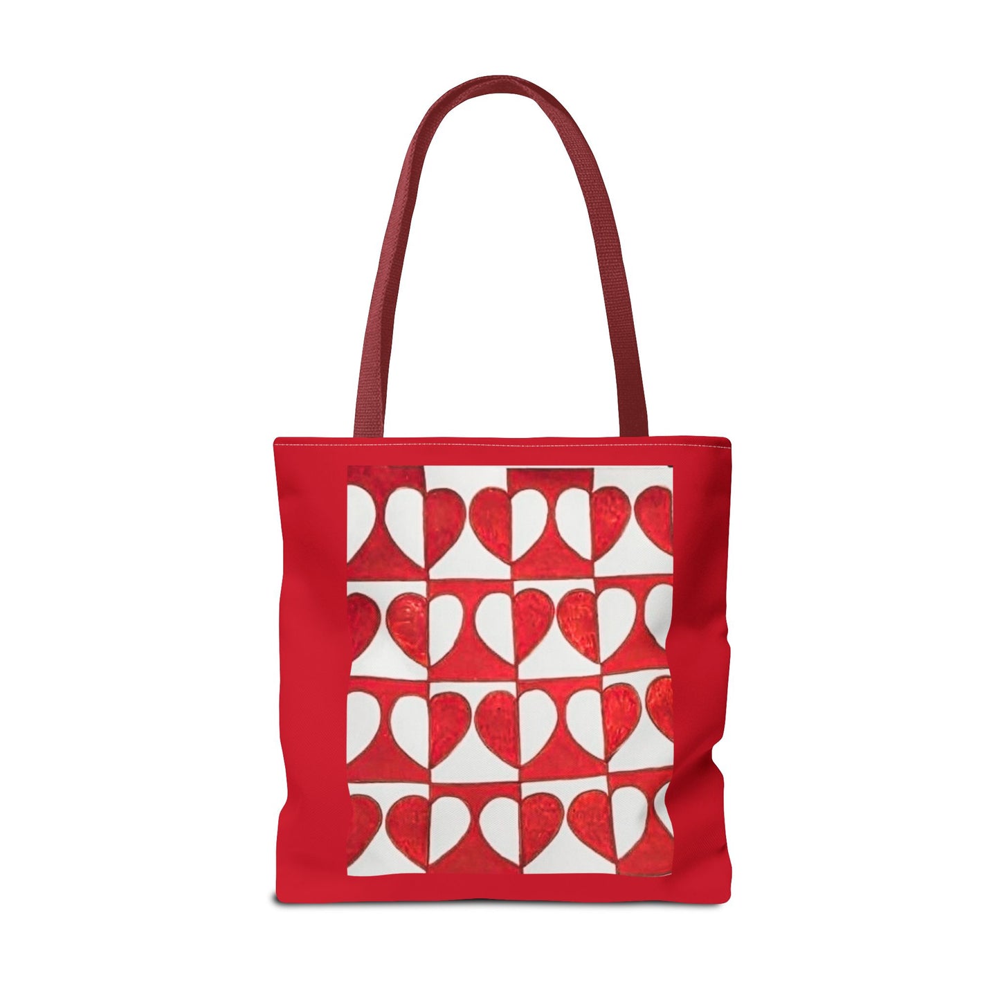 Red Heart Pattern Tote Bag | Repeating Valentine Heart Design
