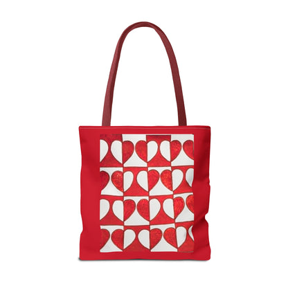 Red Heart Pattern Tote Bag | Repeating Valentine Heart Design