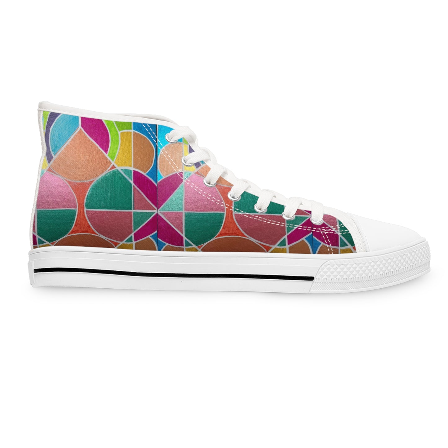 Colorful Geometric Mosaic Women's High Top Sneakers | Abstract Pattern