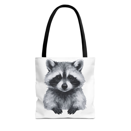 Watercolor Raccoon Tote Bag | Animal Illustration, All-Over Print