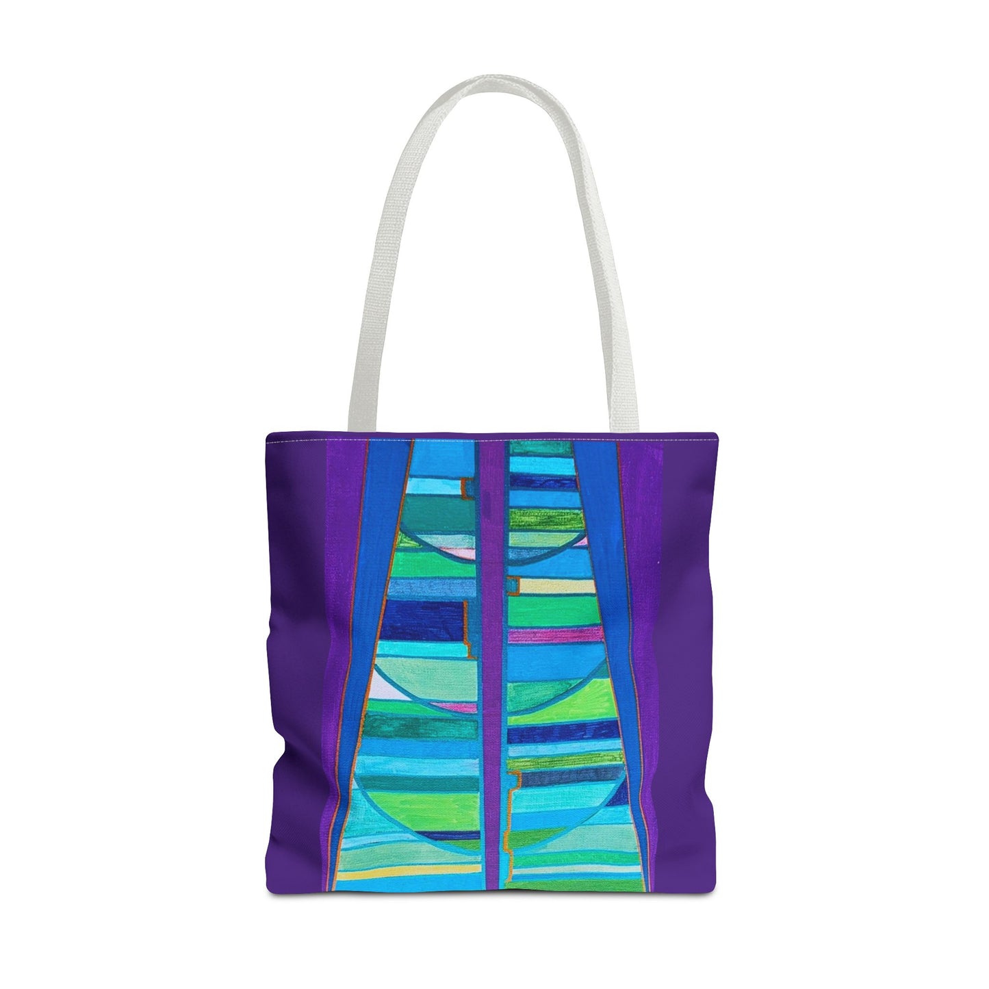 Abstract Blue Green Stained Glass Tote Bag