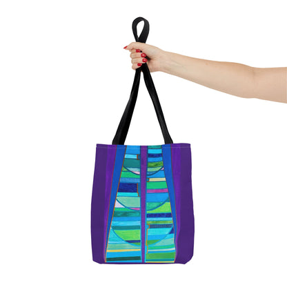 Abstract Blue Green Stained Glass Tote Bag