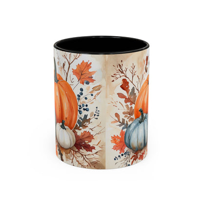 Pumpkin Fall Mug, Autumn Harvest Coffee Cup with Rustic Pumpkin Design