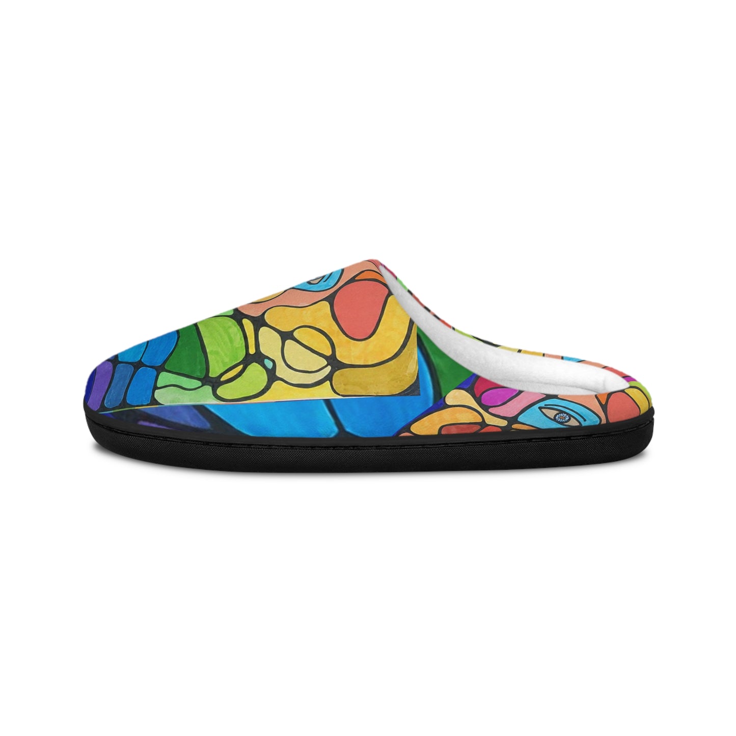 Abstract Color Block Floral Women's Indoor Slippers | Green Pattern Slip-On