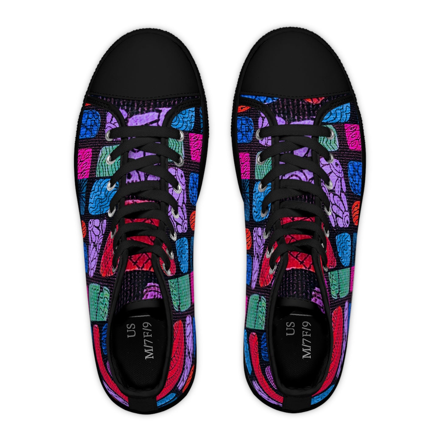 Colorful Brain Pattern High Top Sneakers | Womens High Tops, Psychedelic Grid Design