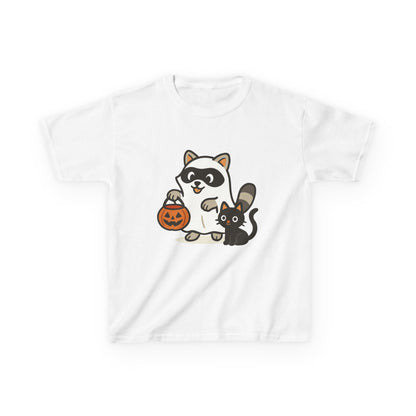 Cute Raccoon  Cat Halloween Shirt  Funny Trick or Treat Tee for Kids & Adults Kids Heavy Cotton™ Tee