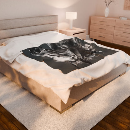 Black Stallion Art Blanket | Luxury Horse Lover Throw