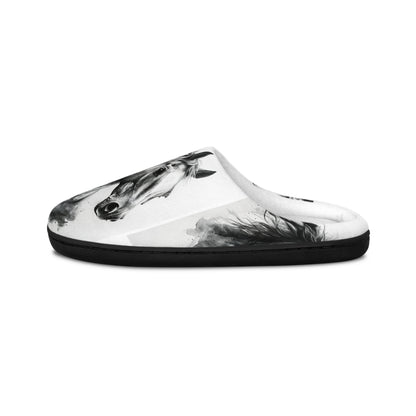 Black and White Horse Slippers Cozy Indoor Equestrian Footwear, Western Ranch Style Gift