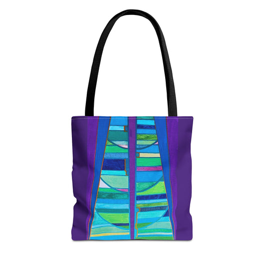 Abstract Blue Green Stained Glass Tote Bag