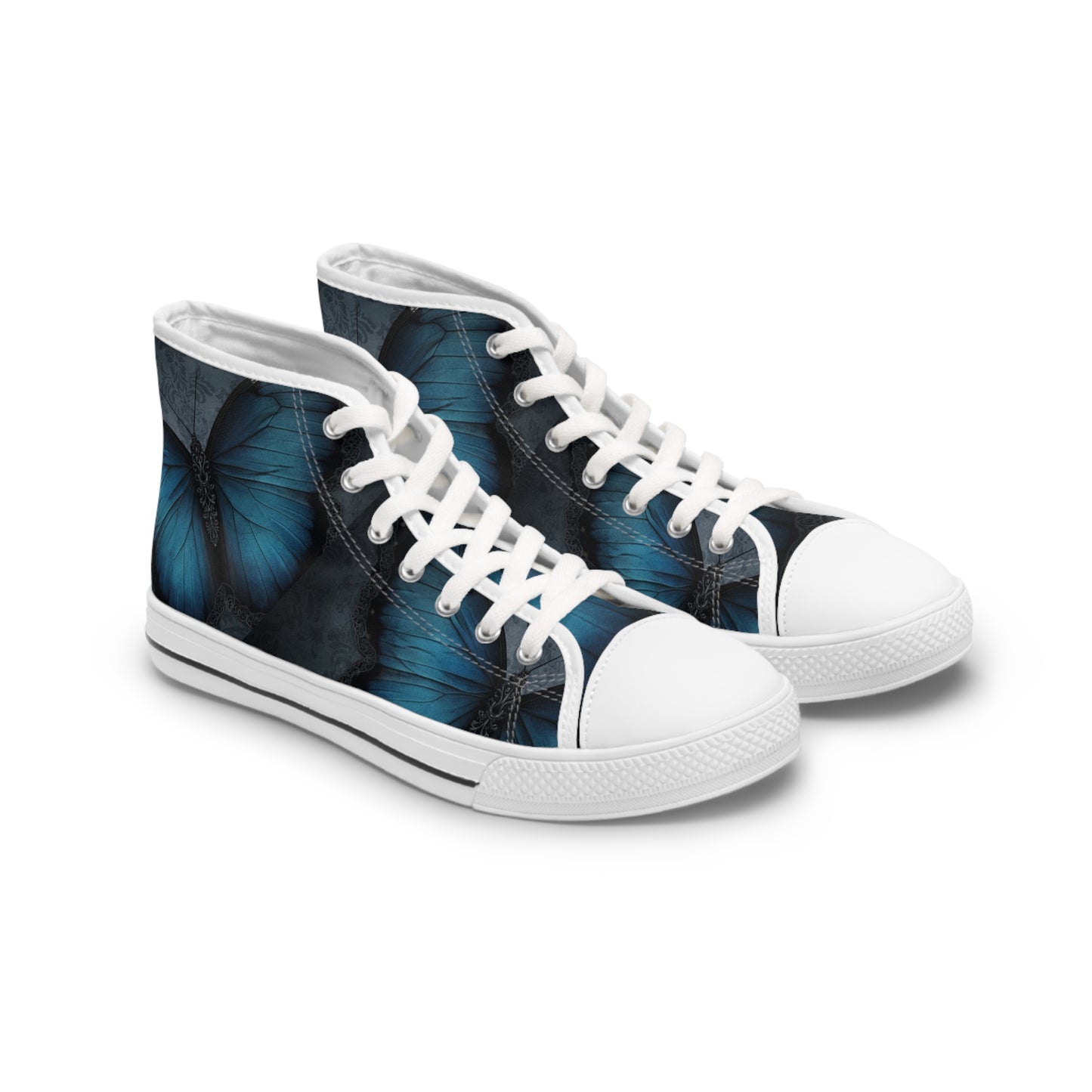 Blue Monarch Butterfly High Top Sneakers | Floral Wing Print Shoes