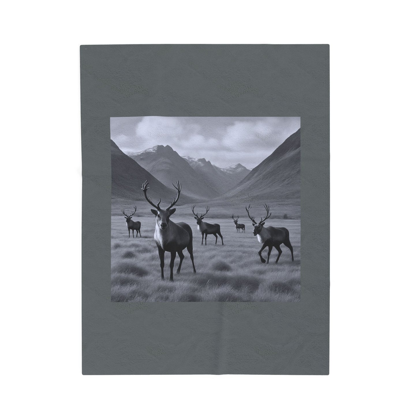 Black and White Deer Mountain Blanket Cozy Wildlife Lodge Cabin Plush Velveteen Throw for Rustic Home Décor