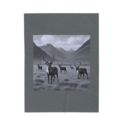 Black and White Deer Mountain Blanket Cozy Wildlife Lodge Cabin Plush Velveteen Throw for Rustic Home Décor