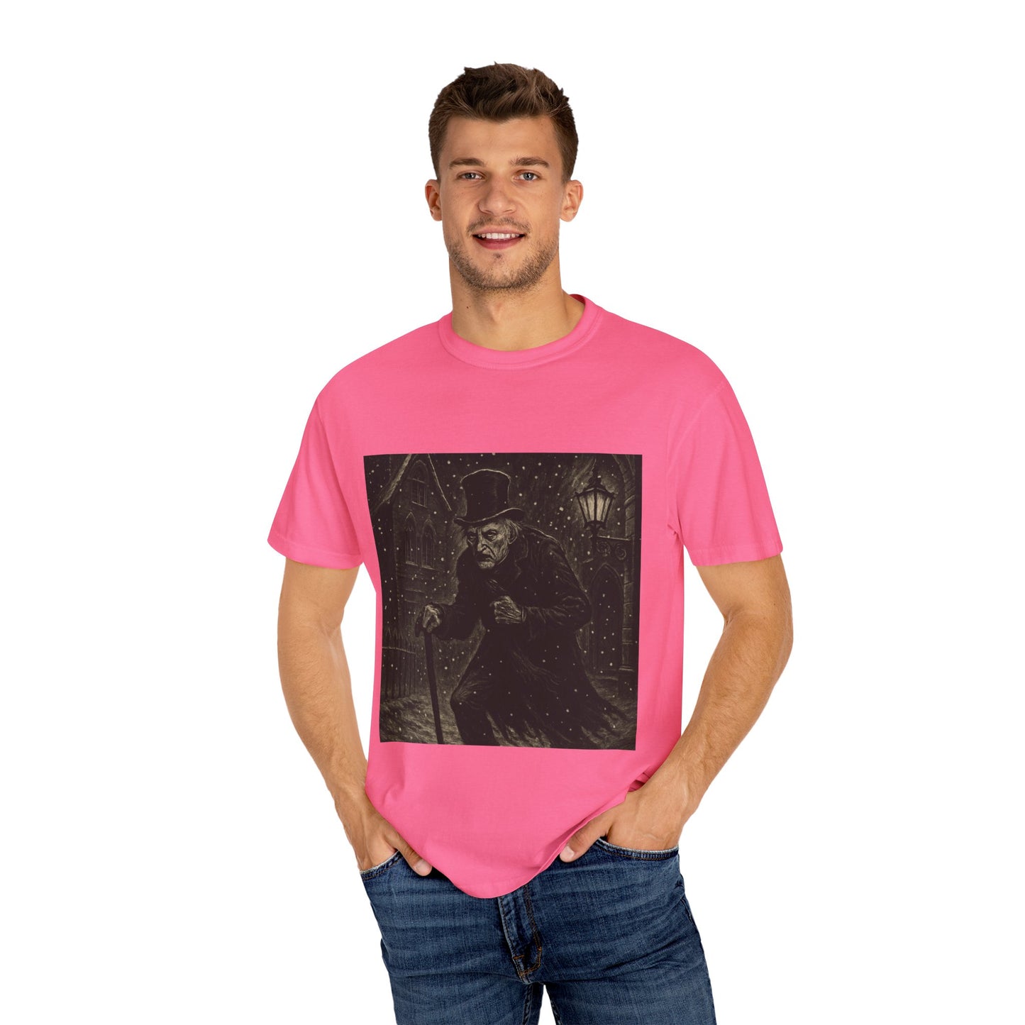 Gothic Scrooge T Shirt Dark Christmas Carol Shirt Vintage Haunted Dickens Tee Unisex Garment Dyed T shirt
