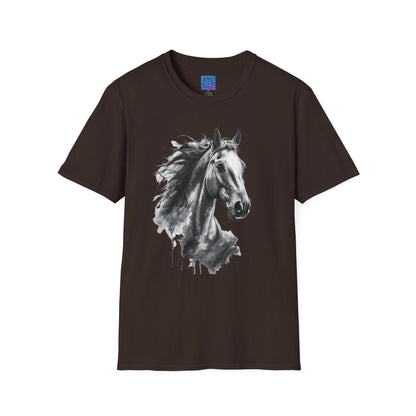 Black and White Horse Graphic T-Shirt Artistic Equestrian Tee