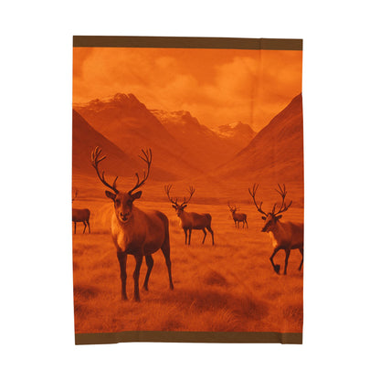 Elk Deer Wildlife Blanket Cozy Hunting Cabin Lodge Plush Velveteen Throw Rustic Mountain Nature Decor Bedding