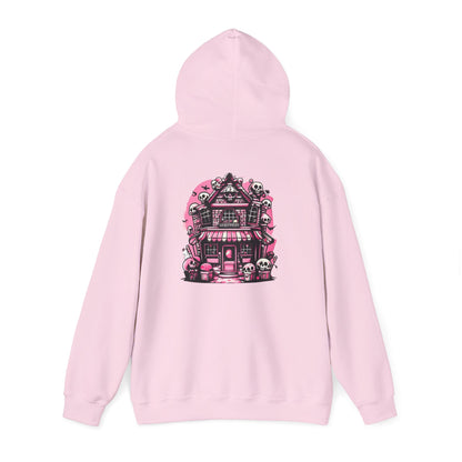 Haunted Candy Shop Hoodie Spooky Halloween Skull House Graphic Sweatshirt Unisex Heavy Blend™ Hooded Sweatshirt