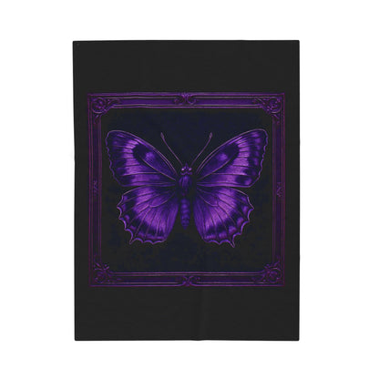 Purple Butterfly Blanket Black Throw Gothic Boho Cozy Decor Velveteen Plush Blanket