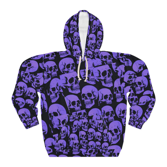 Purple Skull Hoodie, Gothic Halloween Sweatshirt, Spooky Streetwear