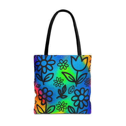 Rainbow Floral Tote Bag | Colorful Reusable Shopper