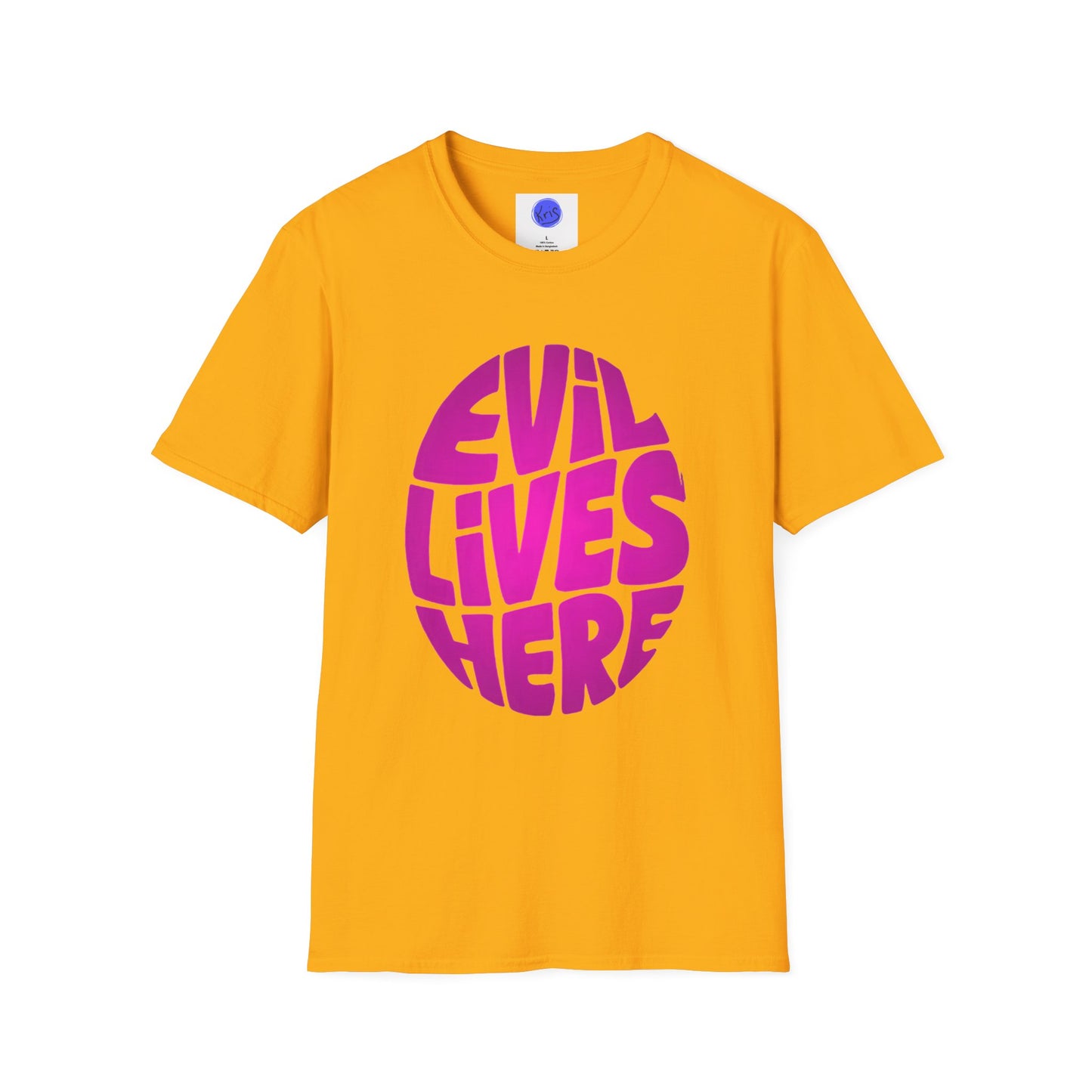 Evil Lives Here Halloween T-shirt, Spooky Retro Style, Mens
