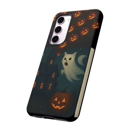 Phone Case, Halloween Haunted House Cat Ghost  iPhone 16, 15, 14, Pixel 8, 6 Samsung Galaxy 25, 24, 23