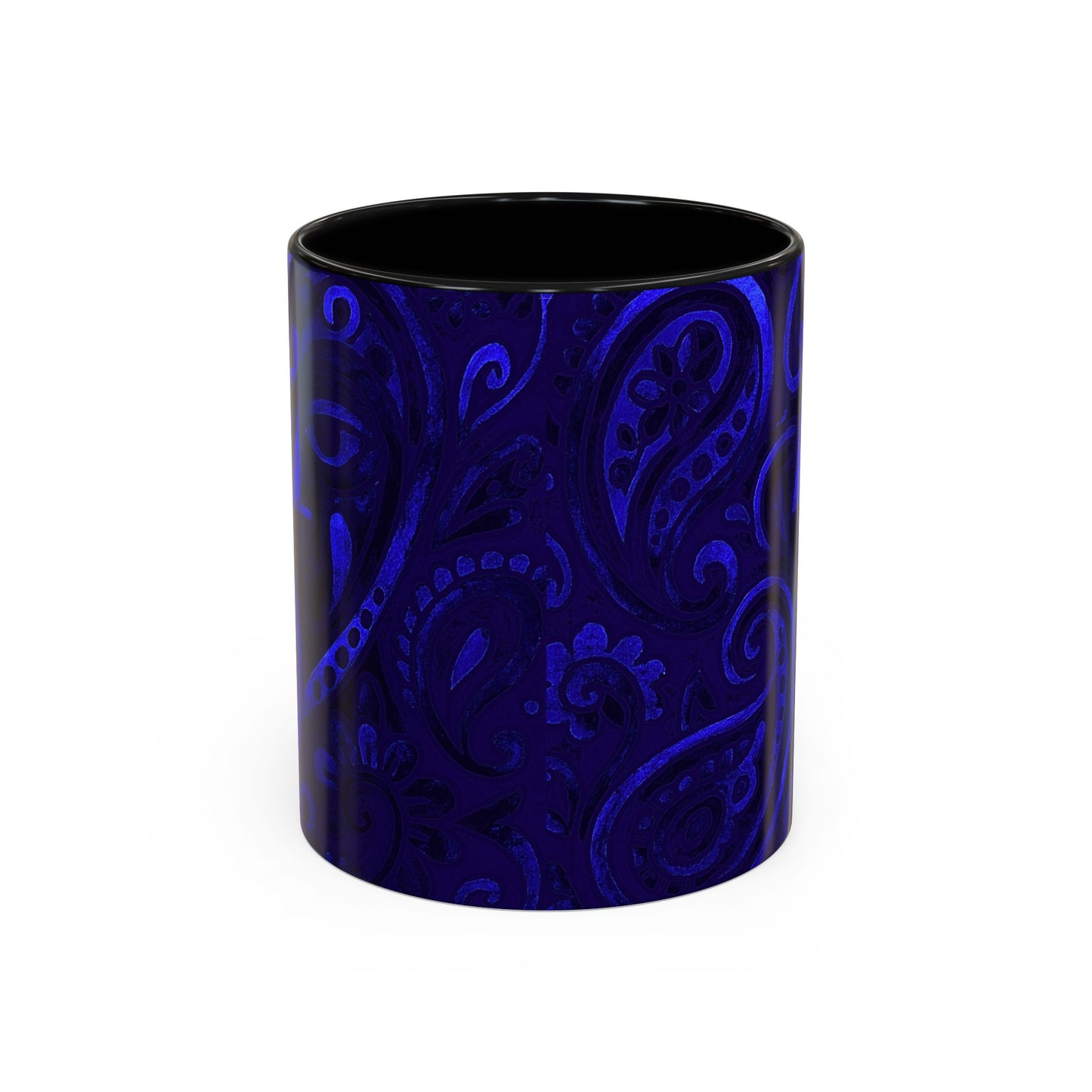 Blue Paisley Face Pattern Mug | Accent Coffee Mug