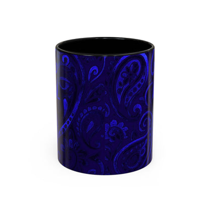 Blue Paisley Face Pattern Mug | Accent Coffee Mug
