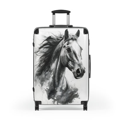 Elegant Black & White Horse Suitcase Equestrian Travel Luggage -- One of a KiNd Suitcase (Travel Tag Sold Separate)