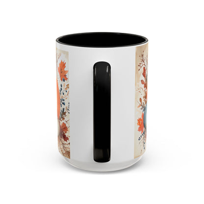 Pumpkin Fall Mug, Autumn Harvest Coffee Cup with Rustic Pumpkin Design
