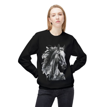 Horse Lover Sweatshirt Black and White Equestrian Art Pullover