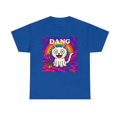 Funny Cat Rainbow T-Shirt Cute Cartoon Kitty Graphic Tee Gift