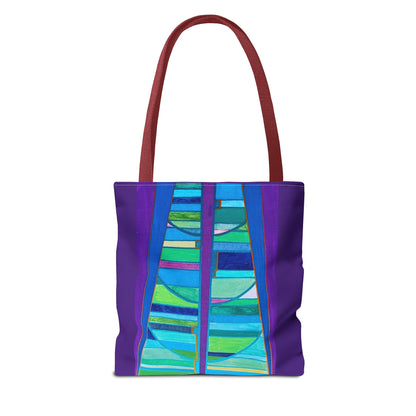 Abstract Blue Green Stained Glass Tote Bag