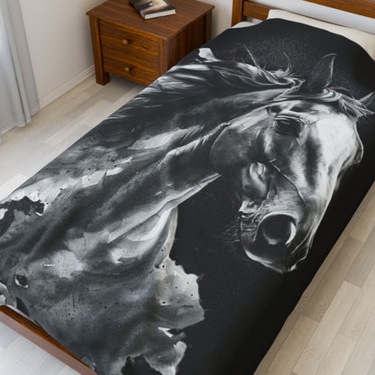 Black Stallion Art Blanket | Luxury Horse Lover Throw
