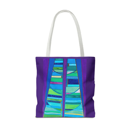 Abstract Blue Green Stained Glass Tote Bag