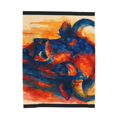 Watercolor Bison Illustration Velveteen Plush Blanket | Buffalo Art Throw