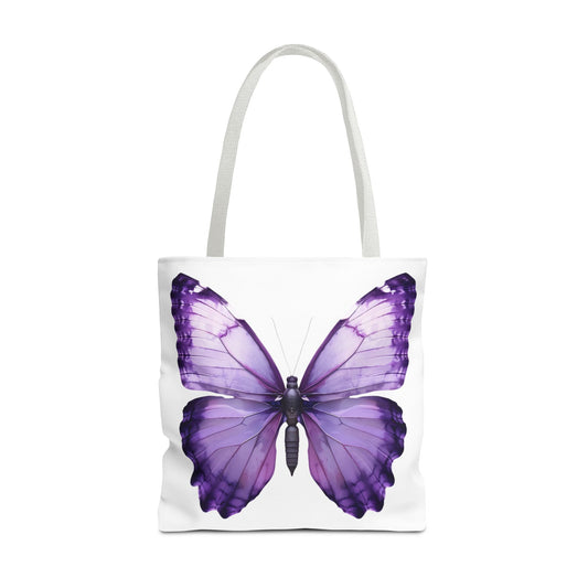 Purple Butterfly Pattern Tote Bag | Floral Insect Print