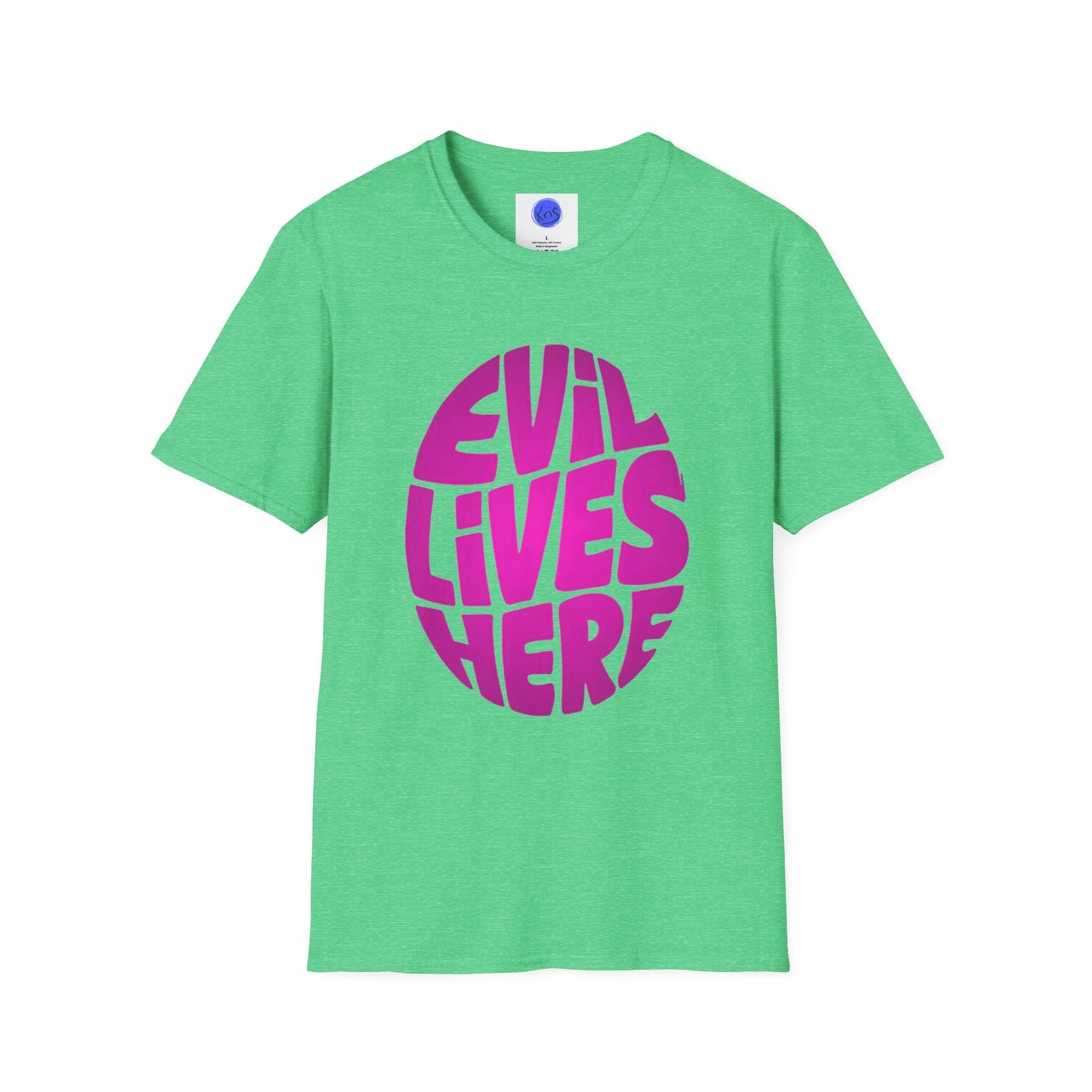 Evil Lives Here Halloween T-shirt, Spooky Retro Style, Mens